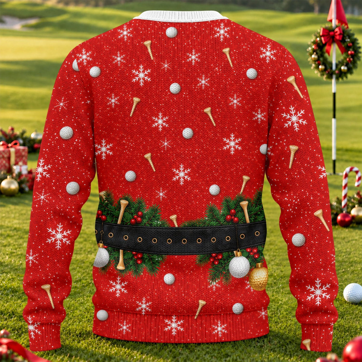 Custom Name Hairy Santa Ugly Christmas Sweater, Christmas Golf Gift, Funny Xmas Gift