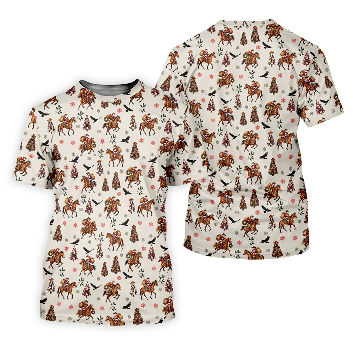 Cowboy Santa Riding Horse Christmas Golf Shirt, Womens Golf Tops, Ladies Golf Shirts