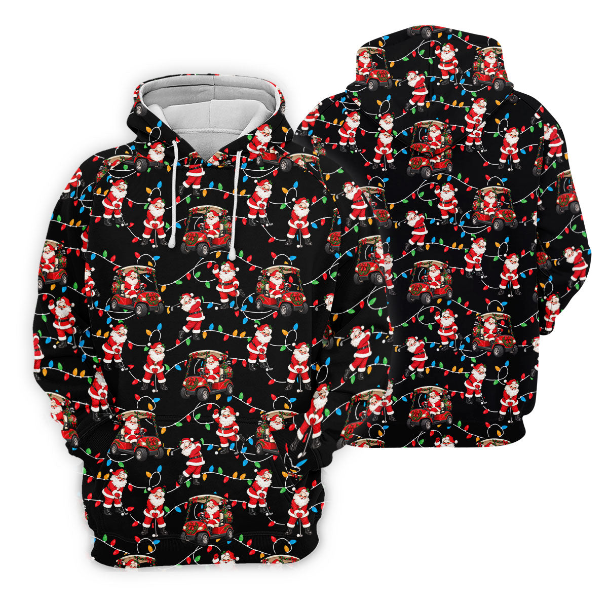 Santa Golf Cart Lights Christmas Golf Shirt, Ladies Golf Apparel, Womens Golf Apparel