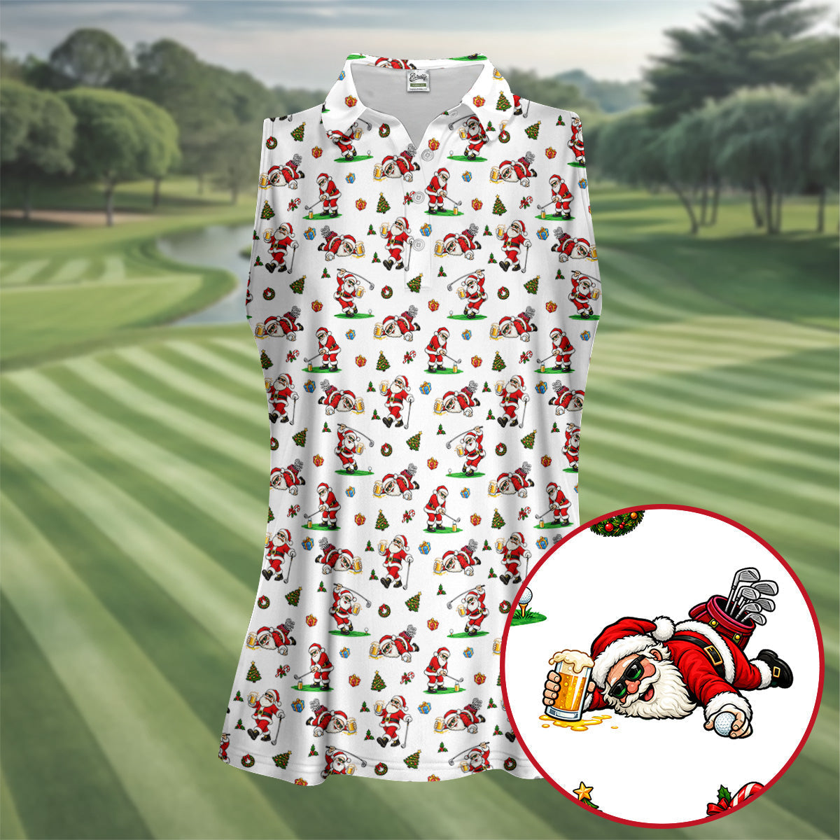 Drunk Santa Beer Golfer Christmas Golf Shirt, Golf Shirts For Women, Womens Golf Tops