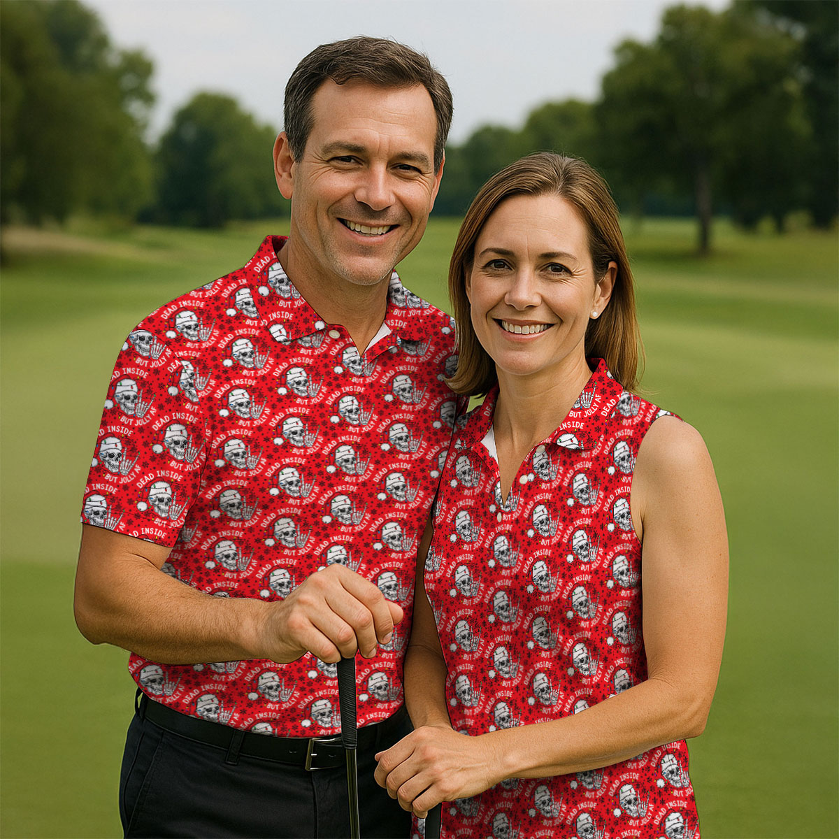 Dead Inside But Jolly AF Christmas Golf Shirt, Golf Shirts For Men, Mens Golf Polo