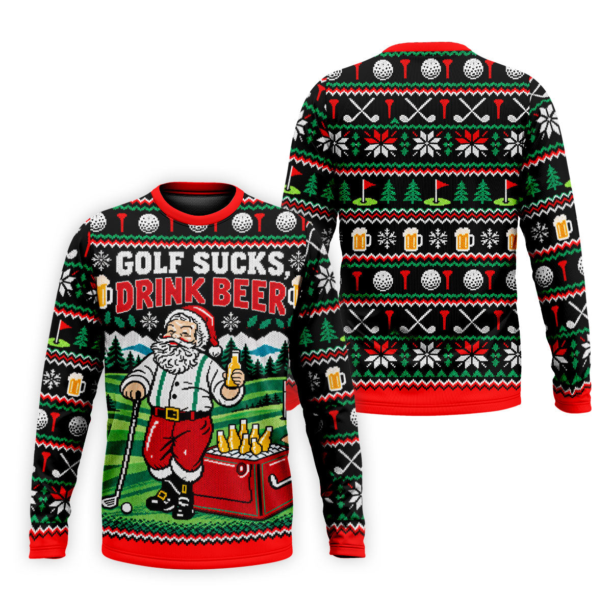 Golf Sucks Drink Beer Christmas Golf Shirt, Funny Mens Golf Shirts, Mens Golf Shirts