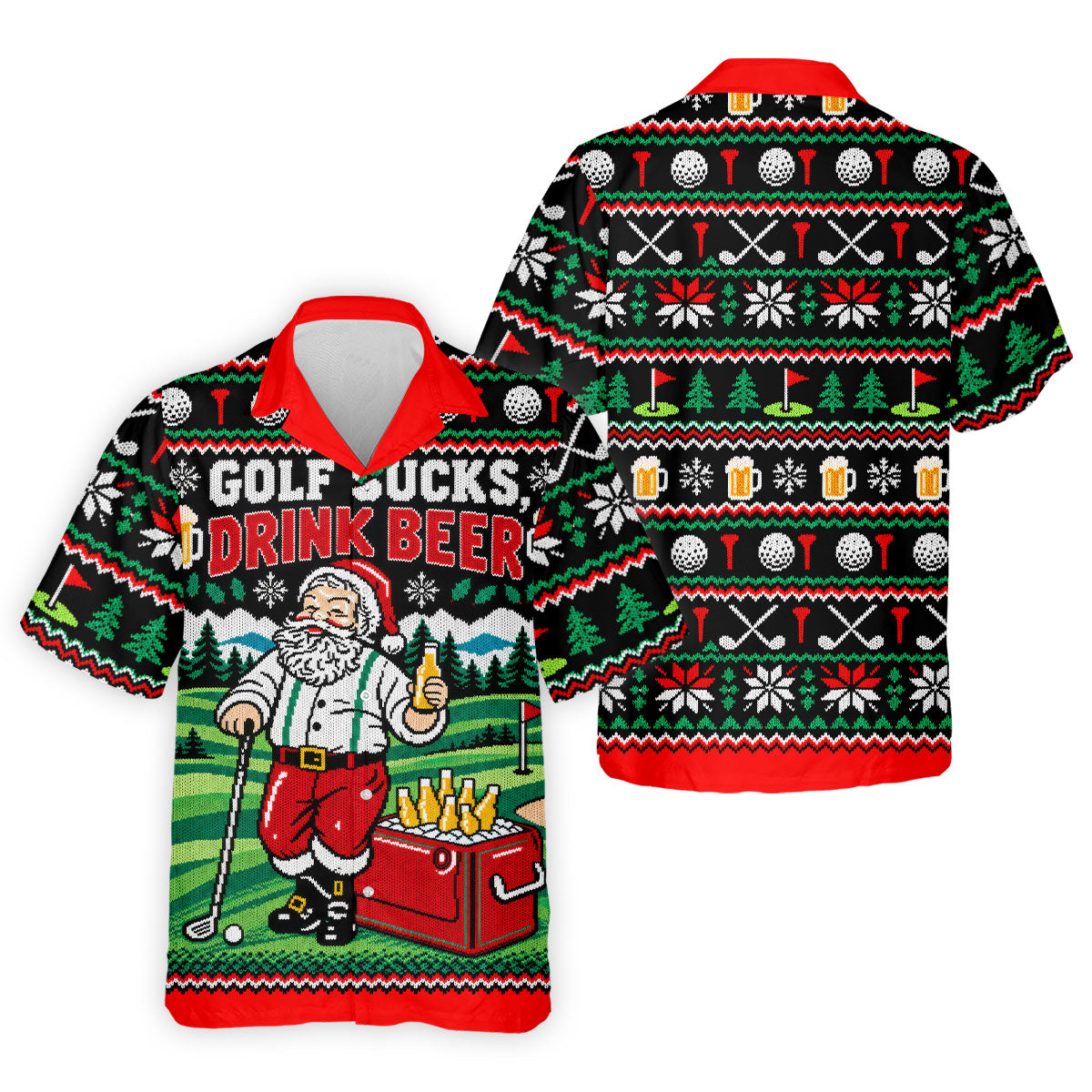 Golf Sucks Drink Beer Christmas Golf Shirt, Funny Mens Golf Shirts, Mens Golf Shirts