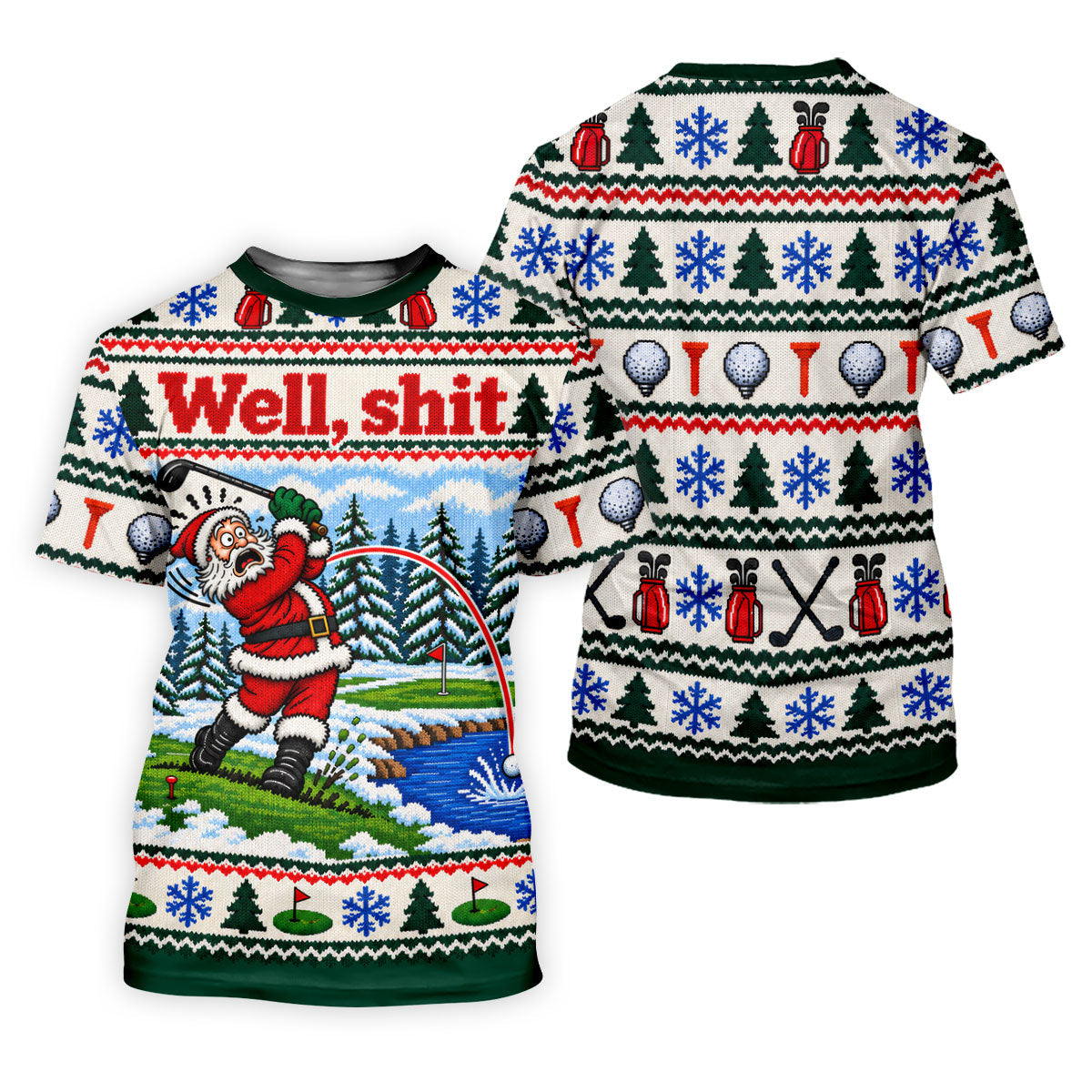 Well Shit Santa Golfer Christmas Golf Shirt, Mens Golf Polo, Funny Mens Golf Shirts