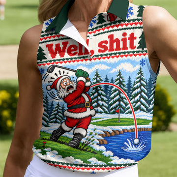 Well Shit Santa Golfer Christmas Golf Shirt, Ladies Golf Tops, Golf Gifts For Women