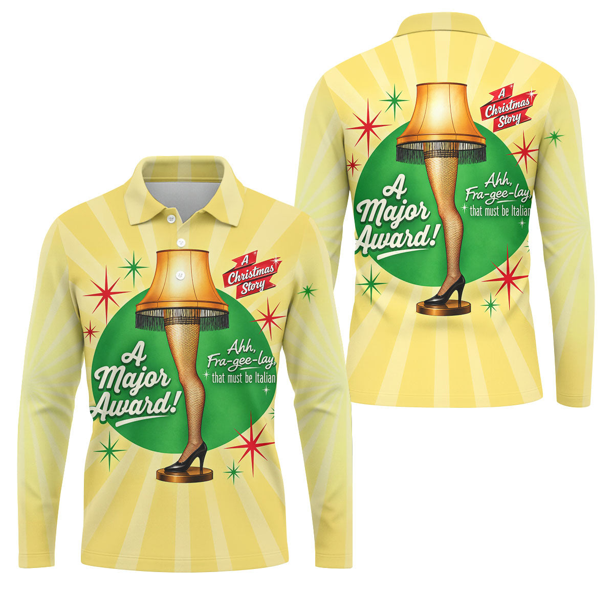 Leg Lamp Major Award Christmas Golf Shirt, Mens Golf Shirts, Funny Mens Golf Shirts