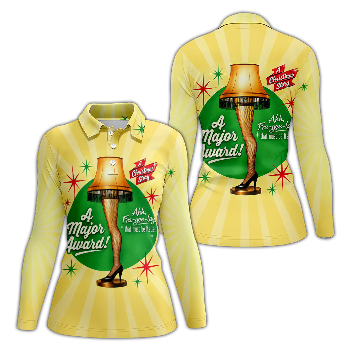 Leg Lamp Major Award Christmas Golf Shirt, Womens Golf Tops, Ladies Golf Apparel