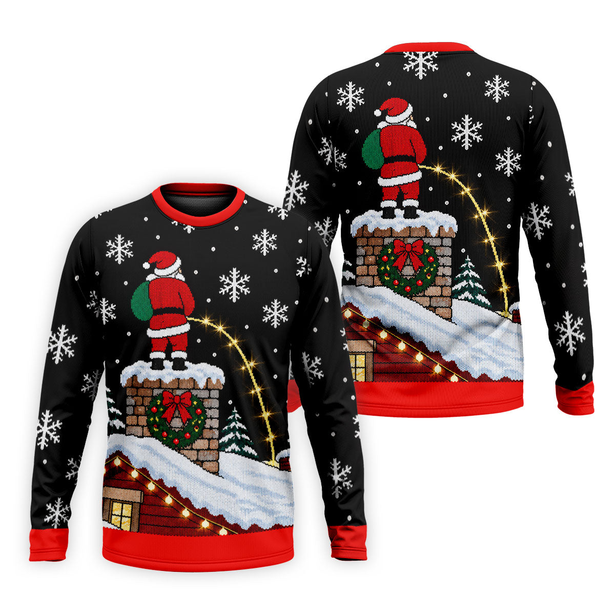 Santa On Chimney Christmas Golf Shirt, Mens Golf Apparel, Funny Mens Golf Shirts