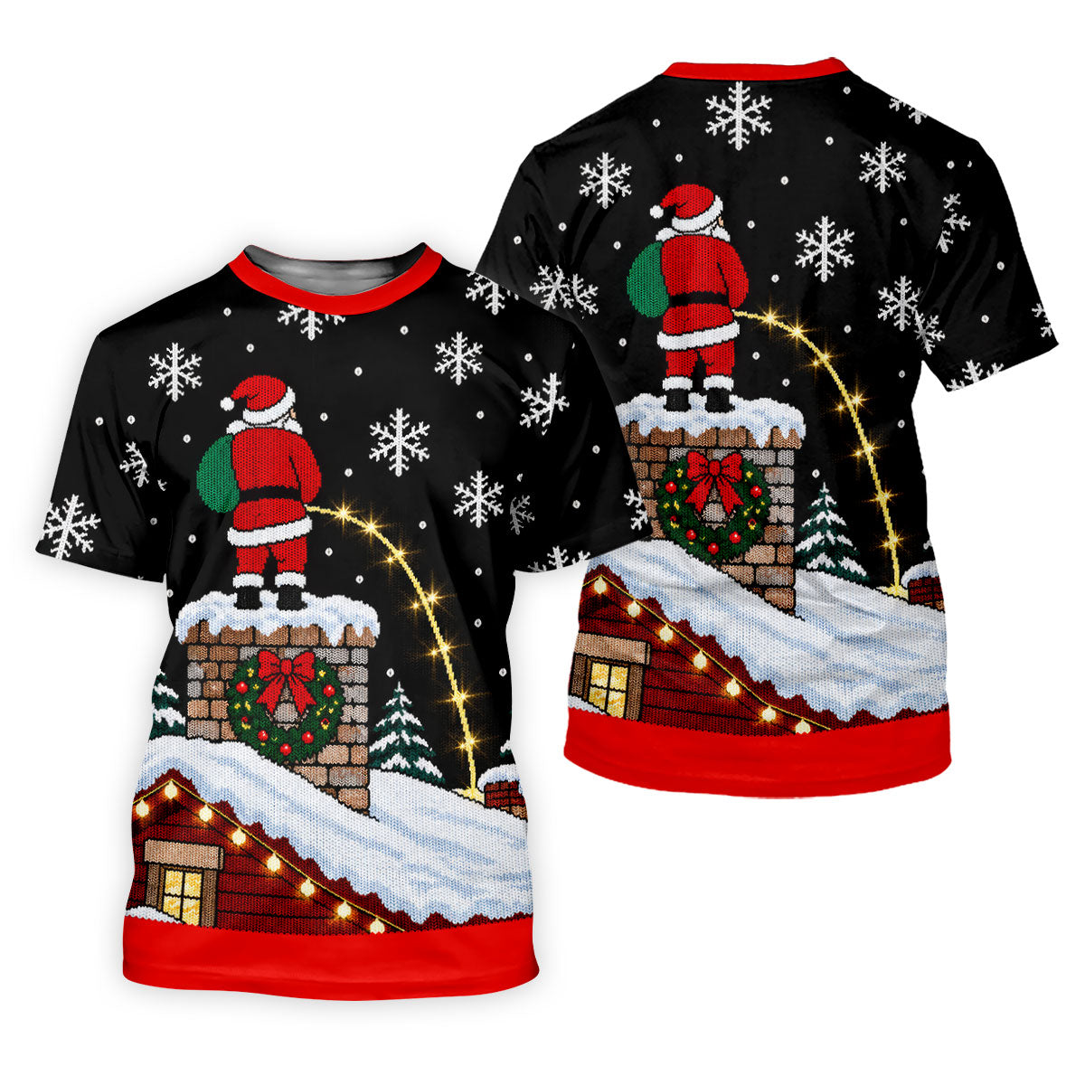 Santa On Chimney Christmas Golf Shirt, Mens Golf Apparel, Funny Mens Golf Shirts