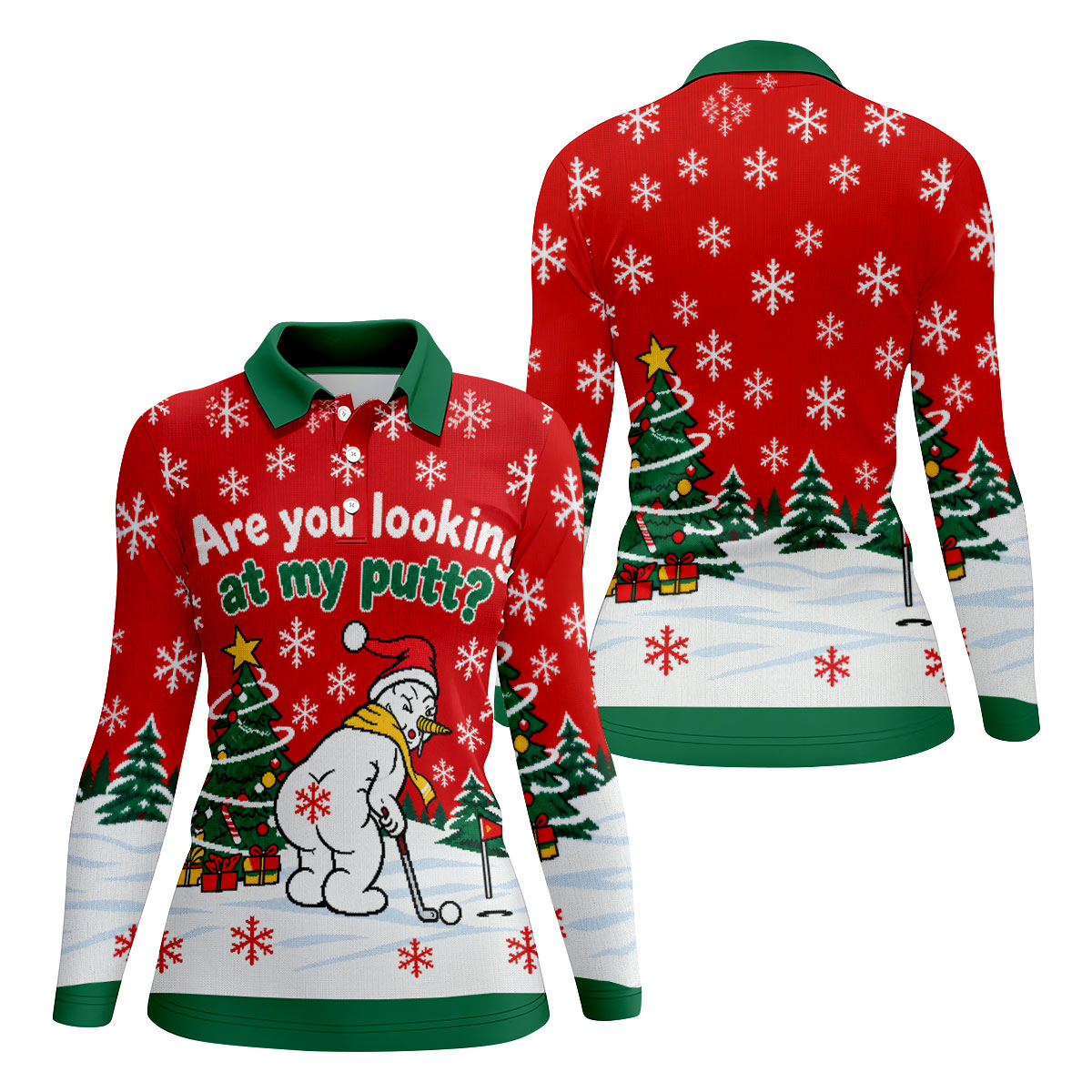 Are You Looking At My Putt Christmas Golf Shirt, Ladies Golf Shirts, Ladies Golf Tops