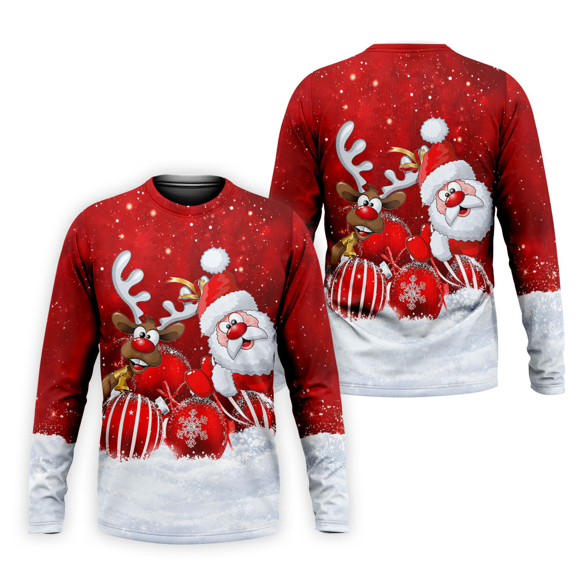 Santa Reindeer Snow Christmas Golf Shirt, Golf Shirts For Men, Golf Gifts For Men