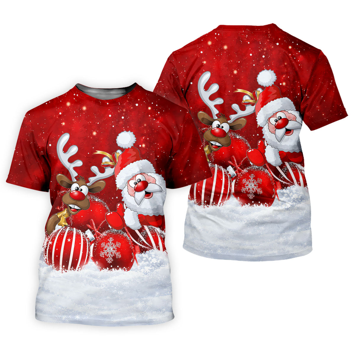 Santa Reindeer Snow Christmas Golf Shirt, Golf Shirts For Men, Golf Gifts For Men