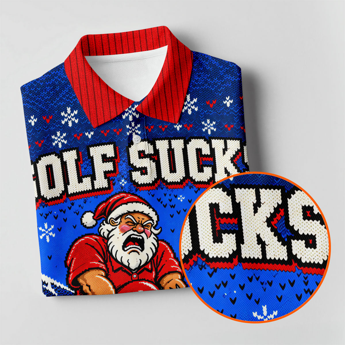 Golf Sucks Angry Santa Christmas Golf Shirt, Mens Golf Polo, Golf Shirts For Men