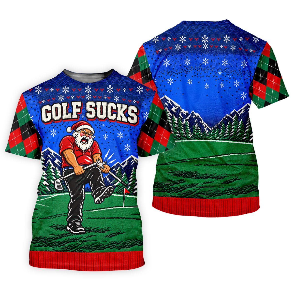 Golf Sucks Angry Santa Christmas Golf Shirt, Mens Golf Polo, Golf Shirts For Men