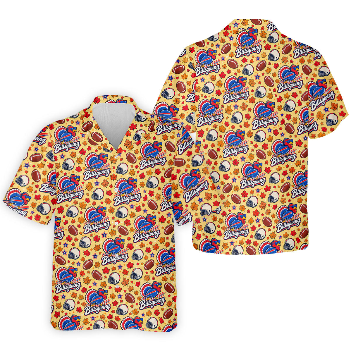 Yellow Football Leaves Thanksgiving Golf Shirt, Golf Shirts For Men, Mens Golf Shirts