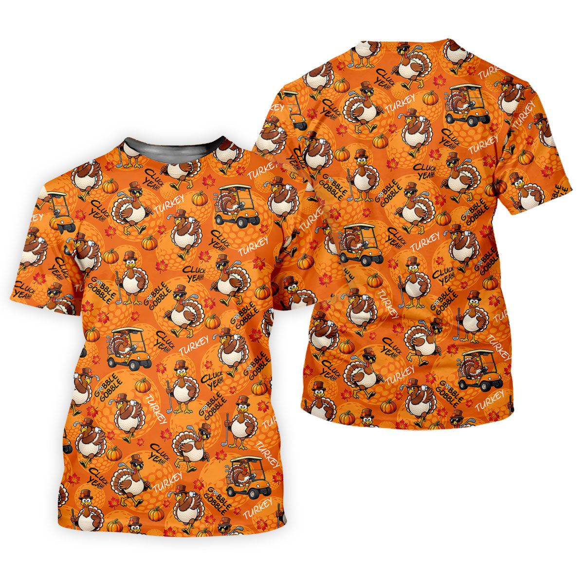Turkey Golf Cart Thanksgiving Golf Shirt, Mens Golf Clothing, Funny Mens Golf Shirts