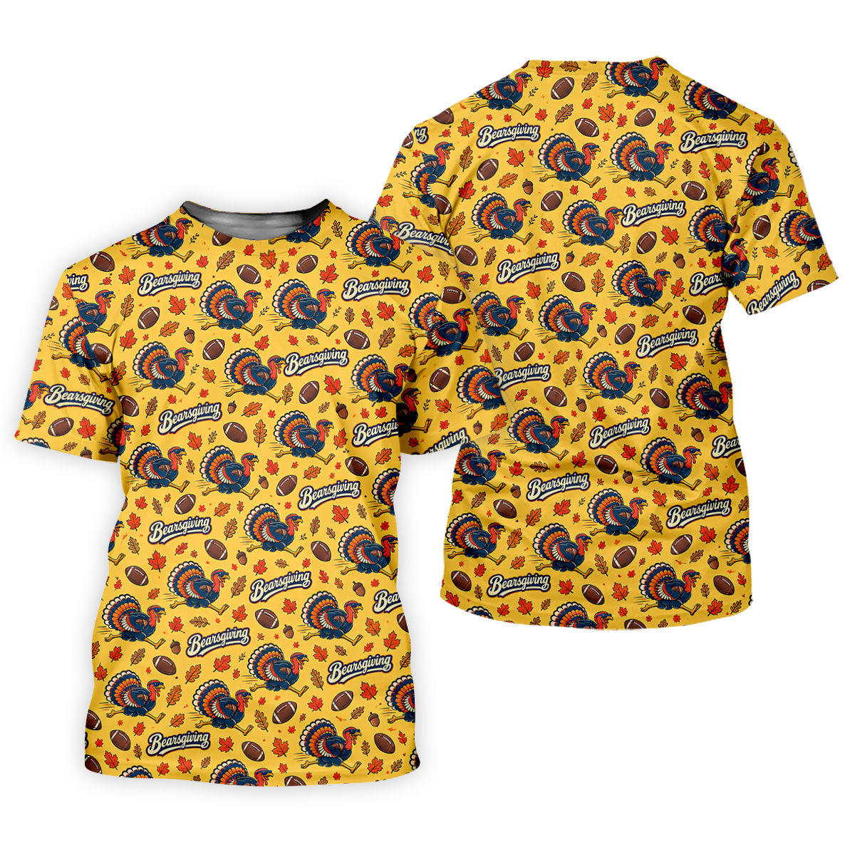 Yellow Turkey Leaves Thanksgiving Golf Shirt, Funny Mens Golf Shirts, Mens Golf Polo