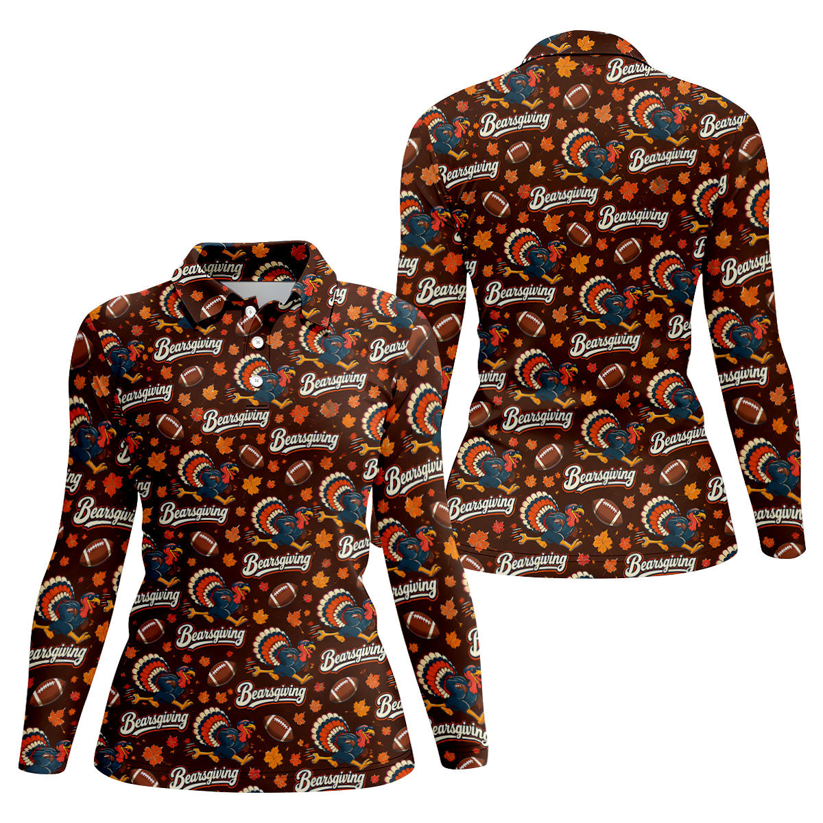 Brown Turkey Football Thanksgiving Golf Shirt, Womens Golf Tops, Golf Gifts For Women