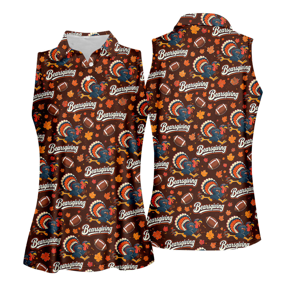 Brown Turkey Football Thanksgiving Golf Shirt, Womens Golf Tops, Golf Gifts For Women