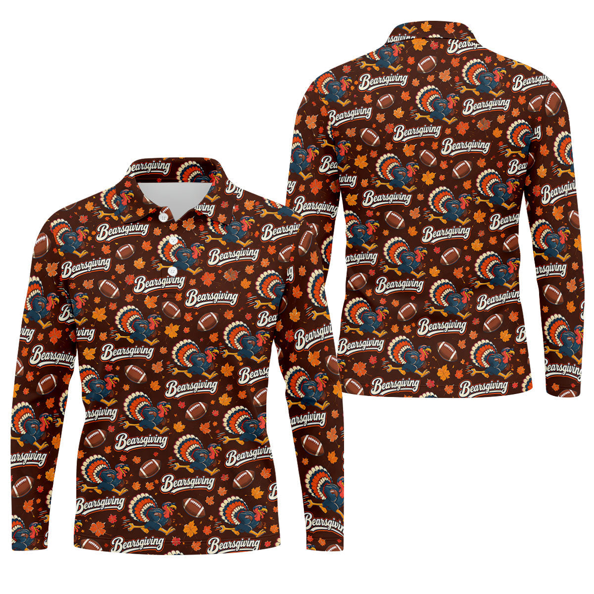Brown Turkey Football Thanksgiving Golf Shirt, Golf Polo For Men, Golf Gifts For Men