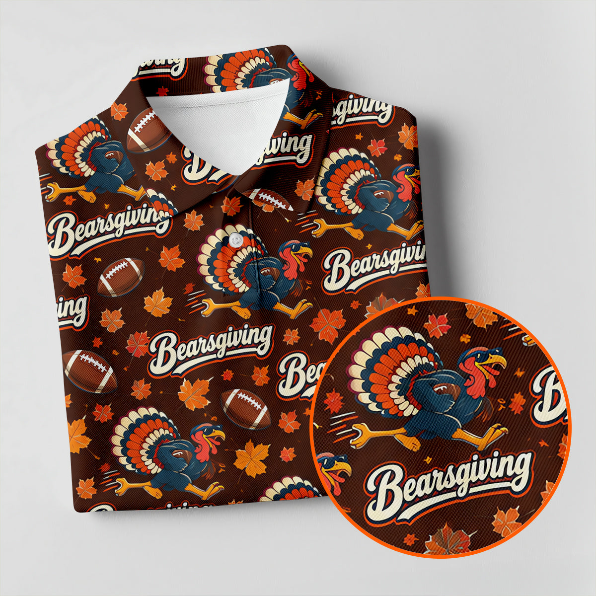 Brown Turkey Football Thanksgiving Golf Shirt, Golf Polo For Men, Golf Gifts For Men