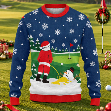 Santa Golf Snowman Ugly Christmas Sweater, Christmas Golf Gift, Holiday Party Sweater