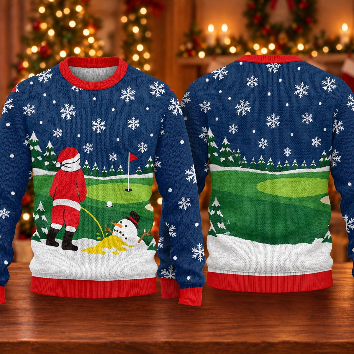 Santa Golf Snowman Ugly Christmas Sweater, Christmas Golf Gift, Holiday Party Sweater