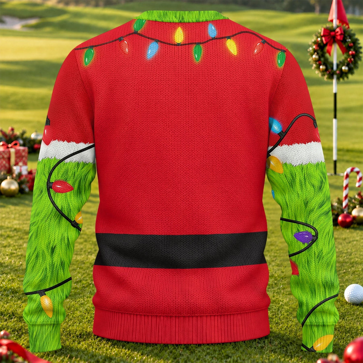 Green Furry Santa Suit Ugly Christmas Sweater, Ugly Sweater Party, Christmas Gifts