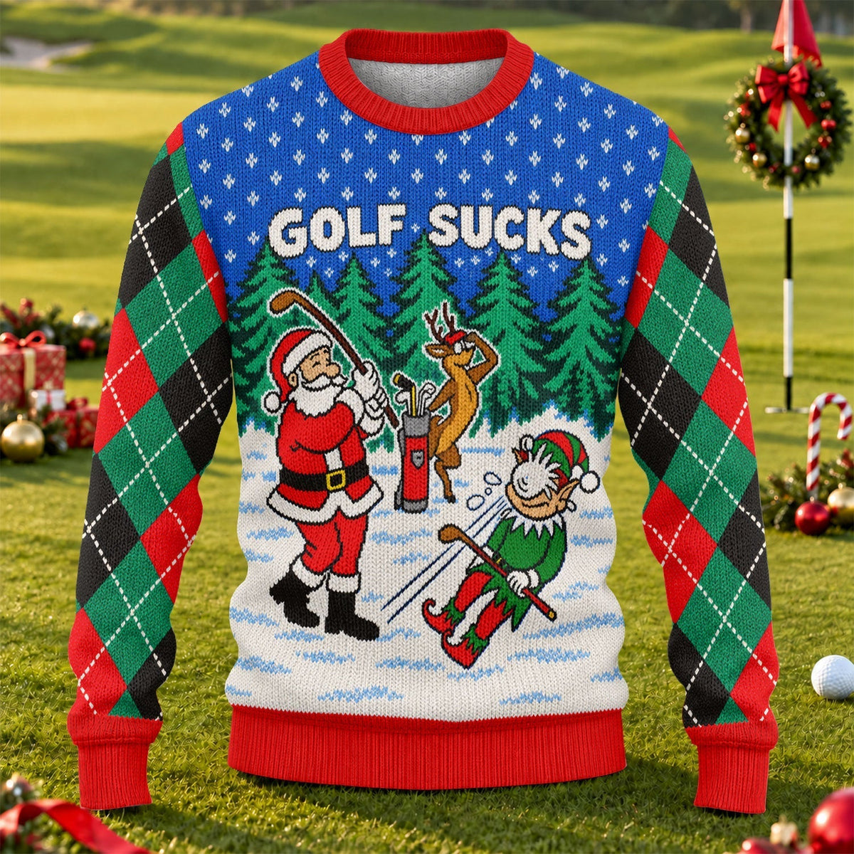 Golf Sucks Santa Ugly Christmas Sweater, Ugly Sweater Party, Funny Christmas Outfit