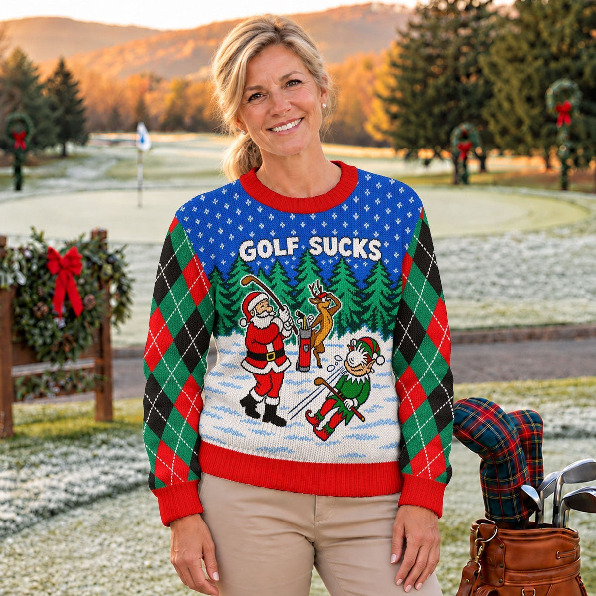 Golf Sucks Santa Ugly Christmas Sweater, Ugly Sweater Party, Funny Christmas Outfit