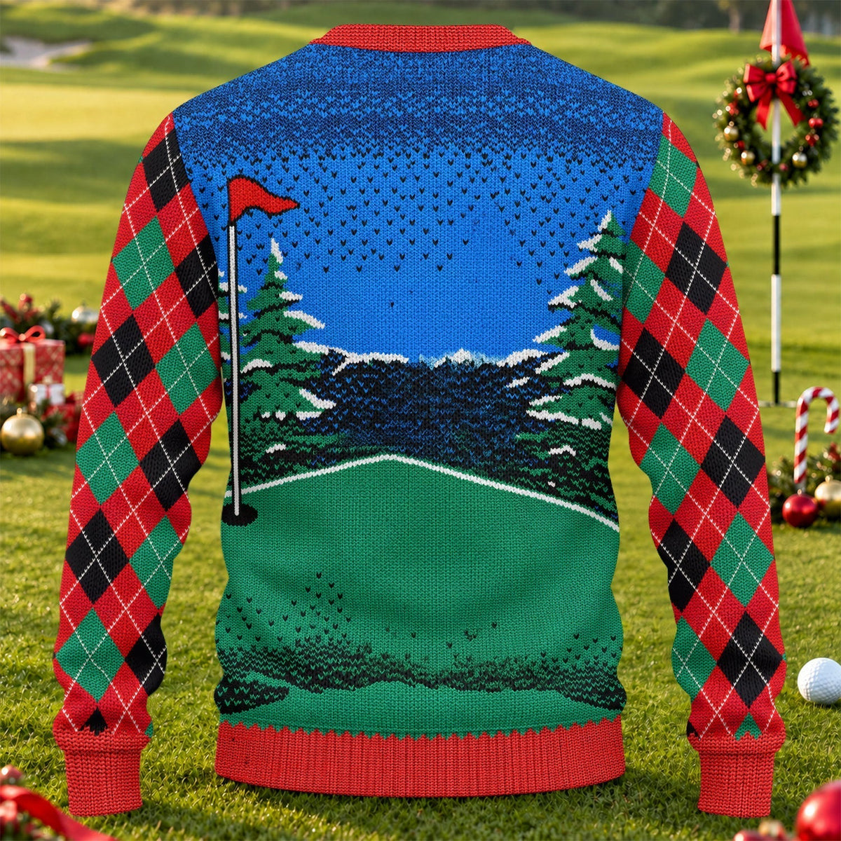 Golfer Red Plaid Ugly Christmas Sweater, Christmas Golf Gift, Funny Holiday Sweater