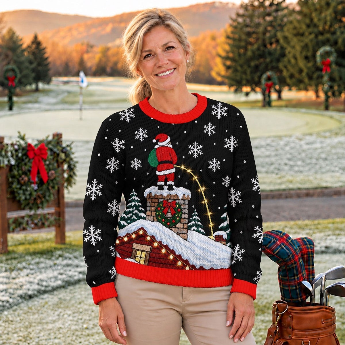 Santa On Chimney Ugly Christmas Sweater, Ugly Sweater Party, Christmas Party Outfit