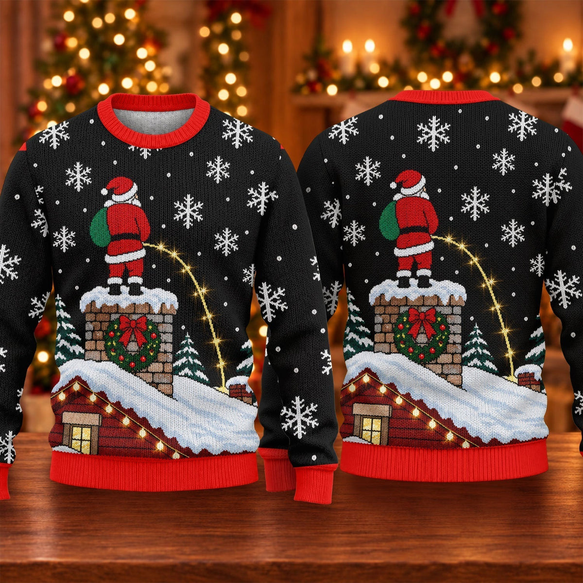 Santa On Chimney Ugly Christmas Sweater, Ugly Sweater Party, Christmas Party Outfit