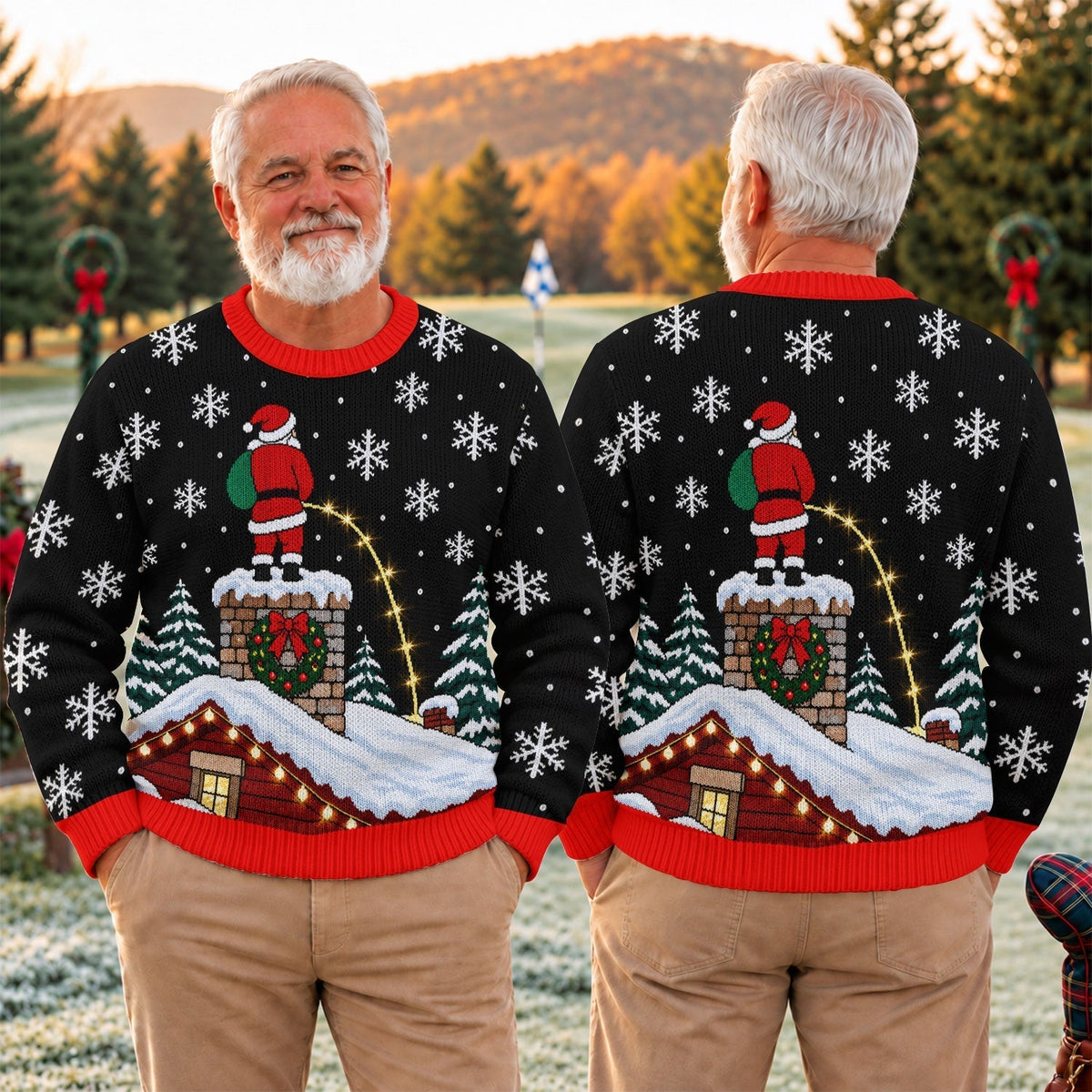 Santa On Chimney Ugly Christmas Sweater, Ugly Sweater Party, Christmas Party Outfit