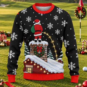 Santa On Chimney Ugly Christmas Sweater, Ugly Sweater Party, Christmas Party Outfit