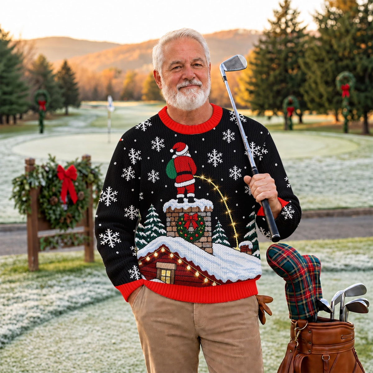 Santa On Chimney Ugly Christmas Sweater, Ugly Sweater Party, Christmas Party Outfit