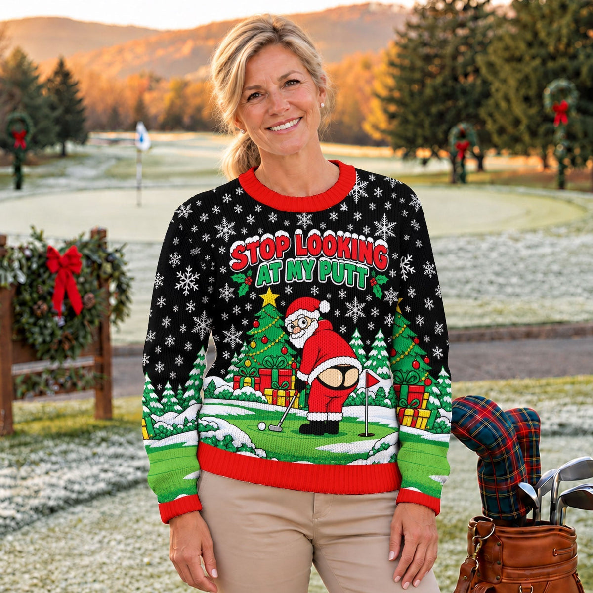 Stop Looking At My Putt Ugly Christmas Sweater, Christmas Golf Gift, Christmas Gifts