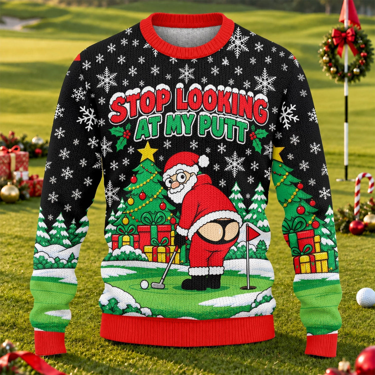 Stop Looking At My Putt Ugly Christmas Sweater, Christmas Golf Gift, Christmas Gifts