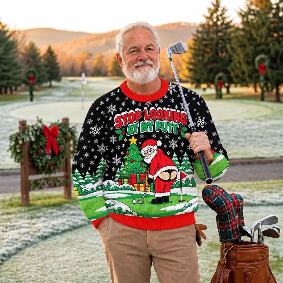 Stop Looking At My Putt Ugly Christmas Sweater, Christmas Golf Gift, Christmas Gifts