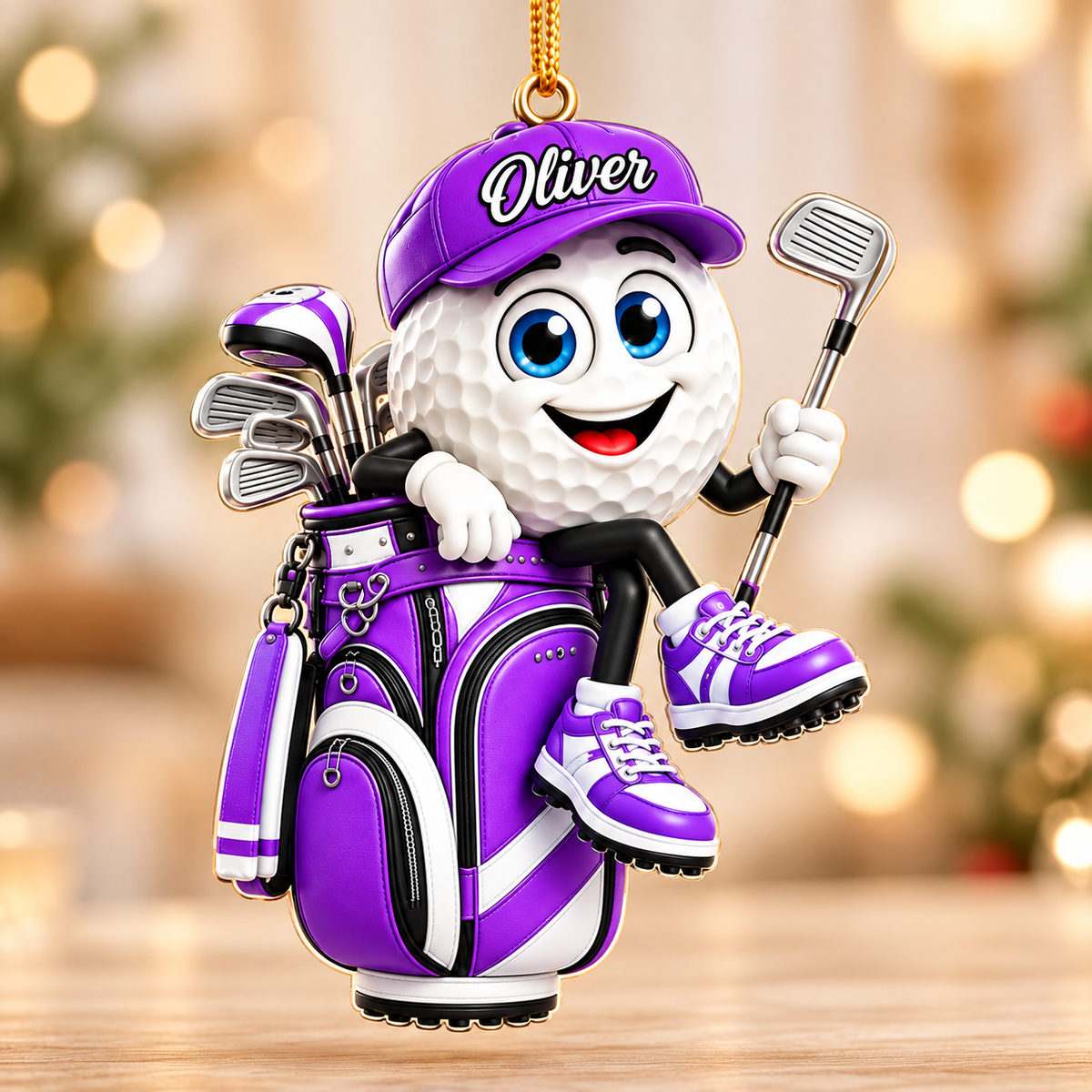 Custom Name Golf Ball In Golf Bag Acrylic Ornament, Christmas Gifts, Golf Lover Gifts