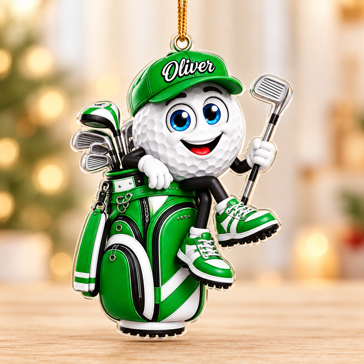 Custom Name Golf Ball In Golf Bag Acrylic Ornament, Christmas Gifts, Golf Lover Gifts