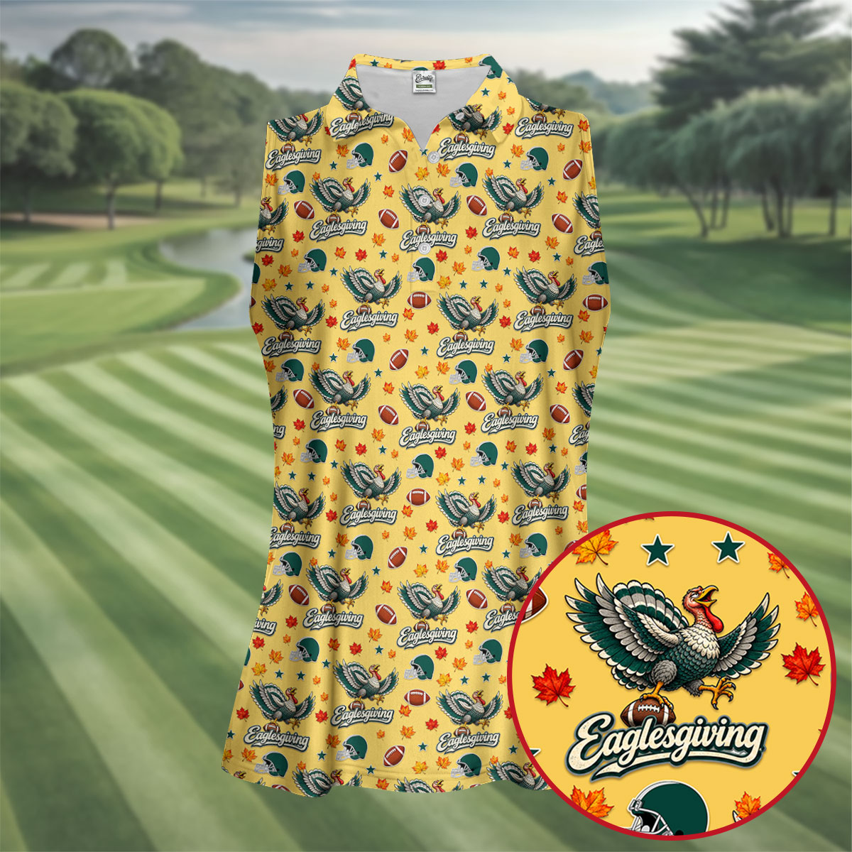 Eaglesgiving Thanksgiving Golf Shirt, Golf Shirts For Women, Womens Golf Apparel