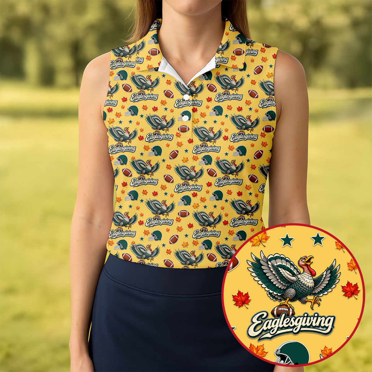 Eaglesgiving Thanksgiving Golf Shirt, Golf Shirts For Women, Womens Golf Apparel