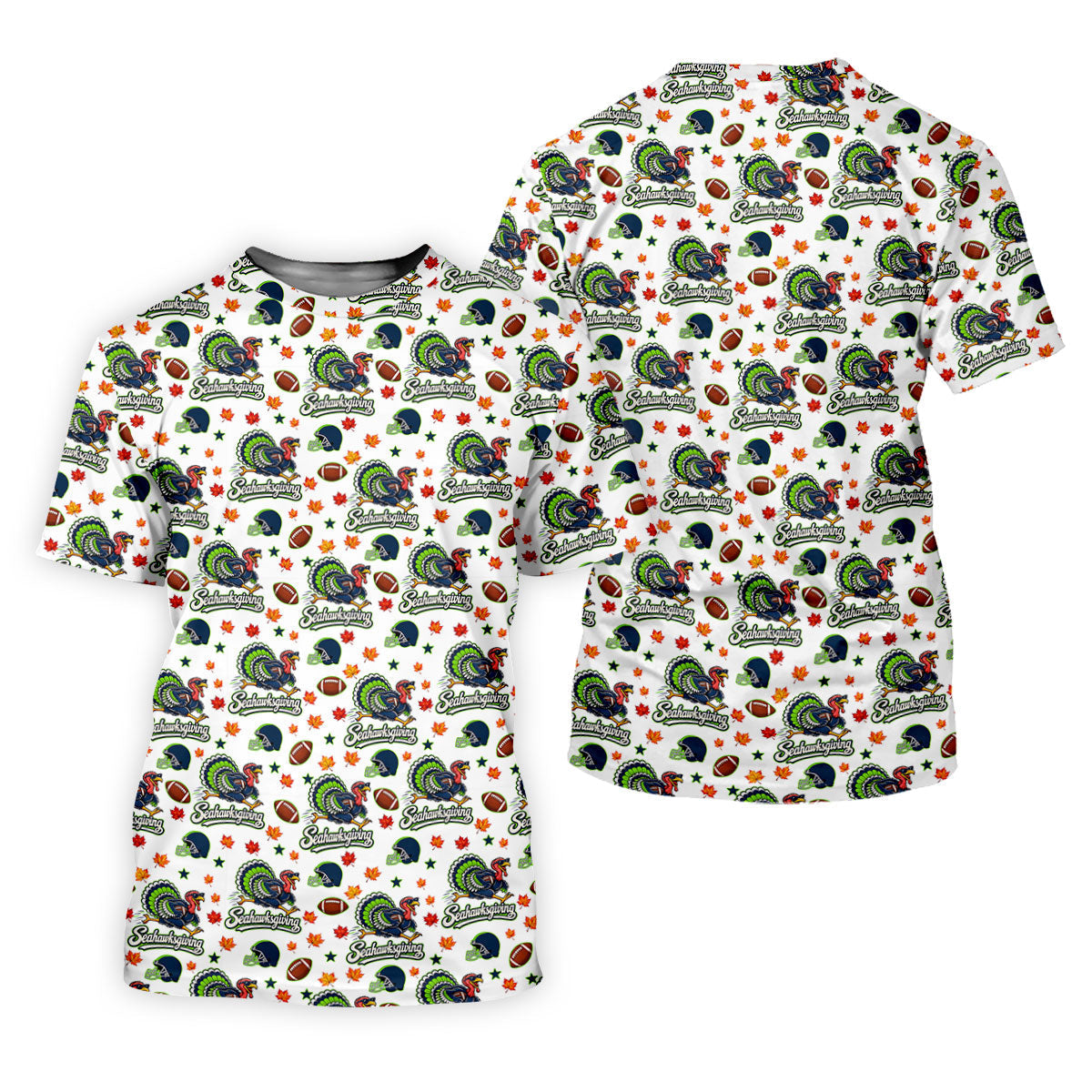 Seahawksgiving Thanksgiving Golf Shirt, Mens Golf Polo, Mens Holiday Golf Shirts