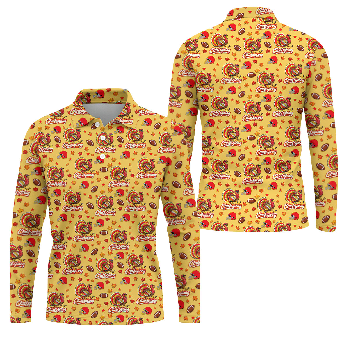 Chiefsgiving Thanksgiving Golf Shirt, Golf Shirts For Men, Mens Holiday Golf Shirts
