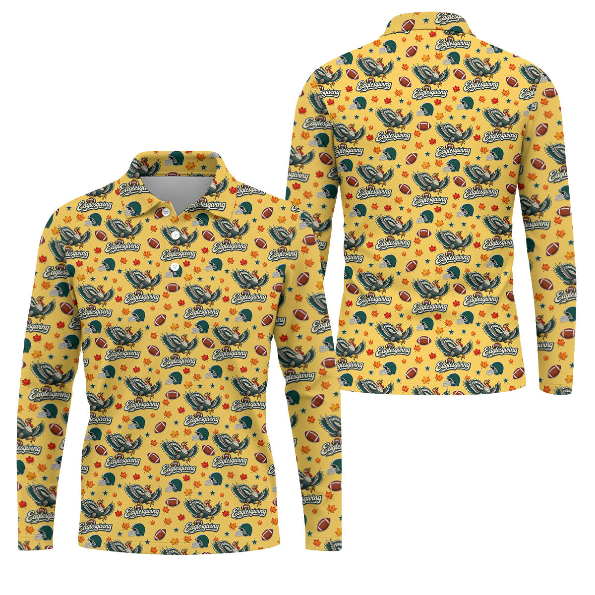 Eaglesgiving Thanksgiving Golf Shirt, Golf Shirts For Men, Mens Holiday Golf Shirts
