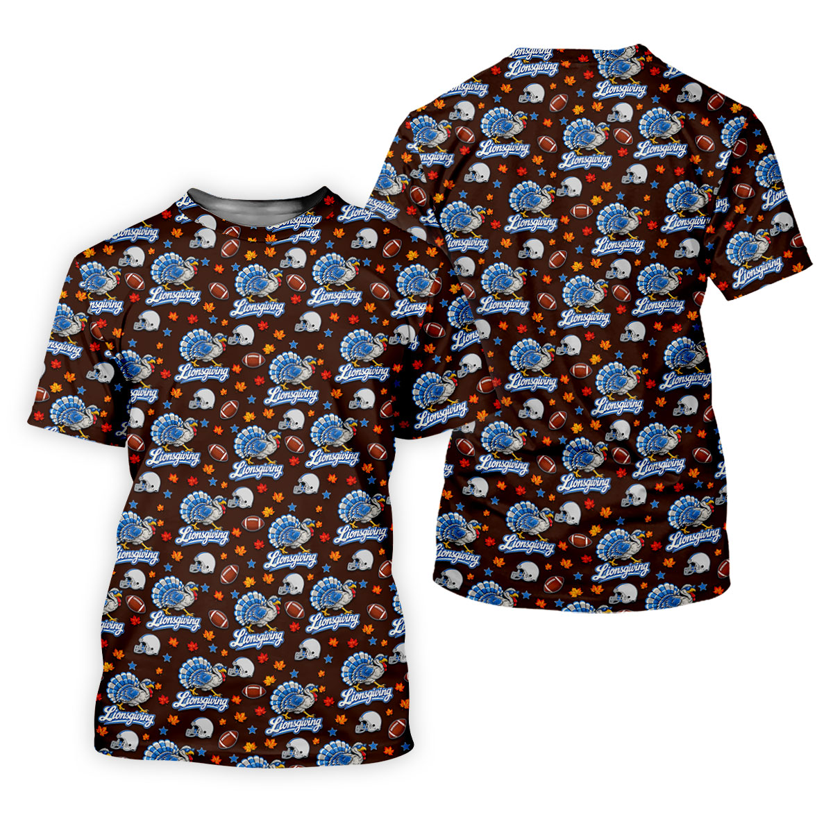 Lionsgiving Thanksgiving Golf Shirt, Golf Shirts For Men, Funny Mens Golf Shirts