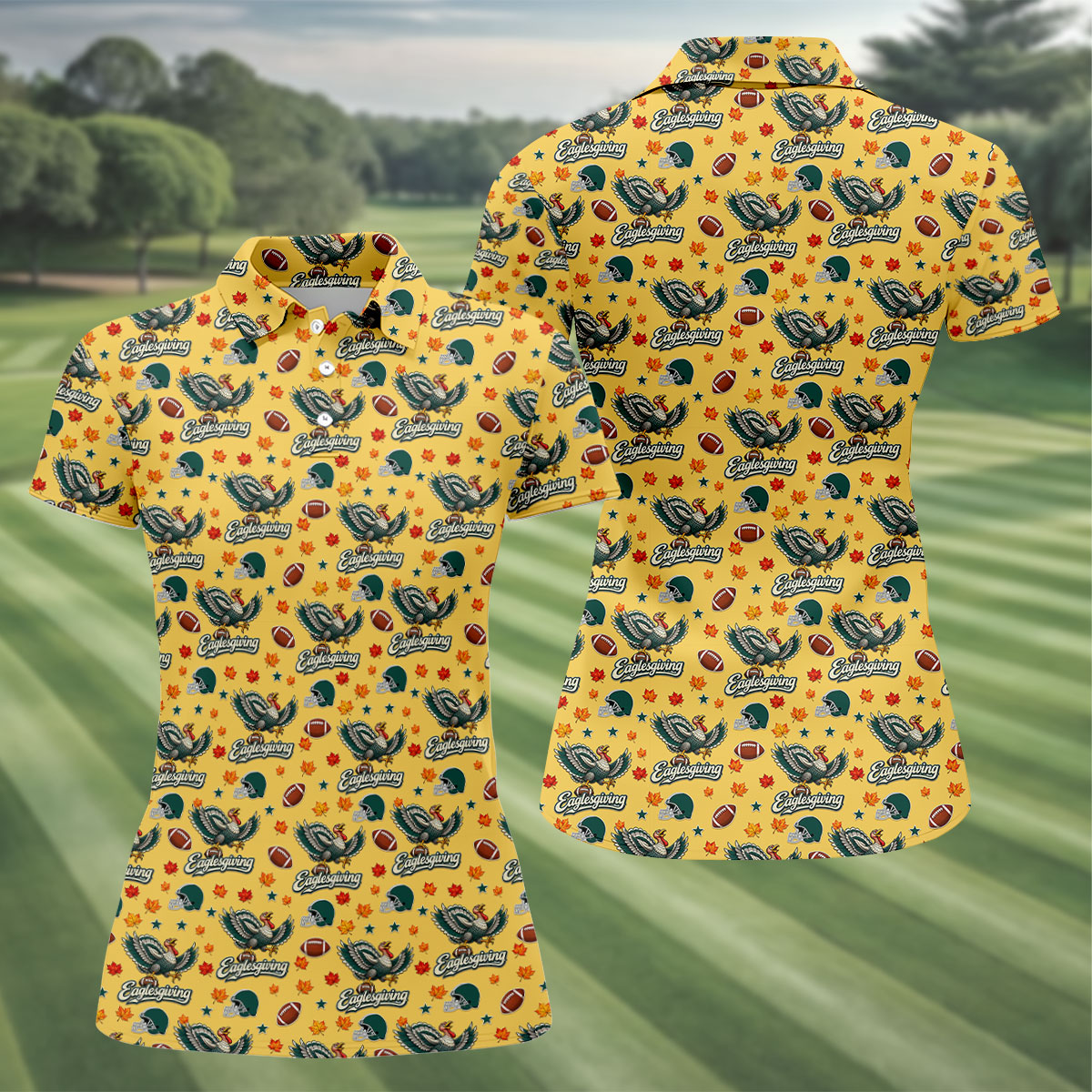Eaglesgiving Thanksgiving Golf Shirt, Golf Shirts For Women, Womens Golf Apparel