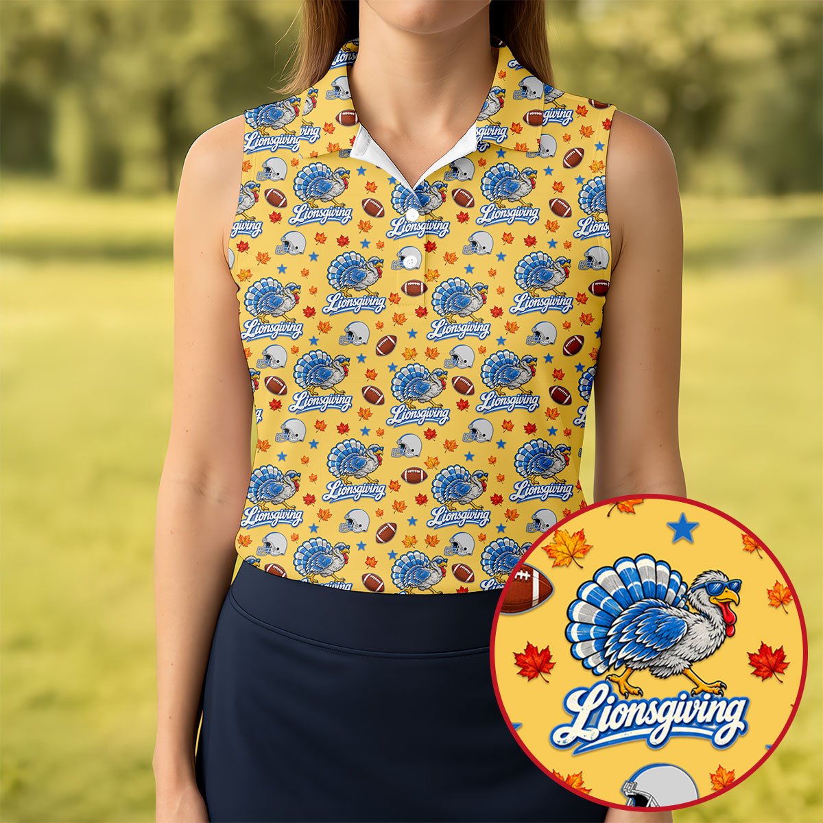 Lionsgiving Thanksgiving Golf Shirt, Golf Shirts For Women, Golf Gifts For Women