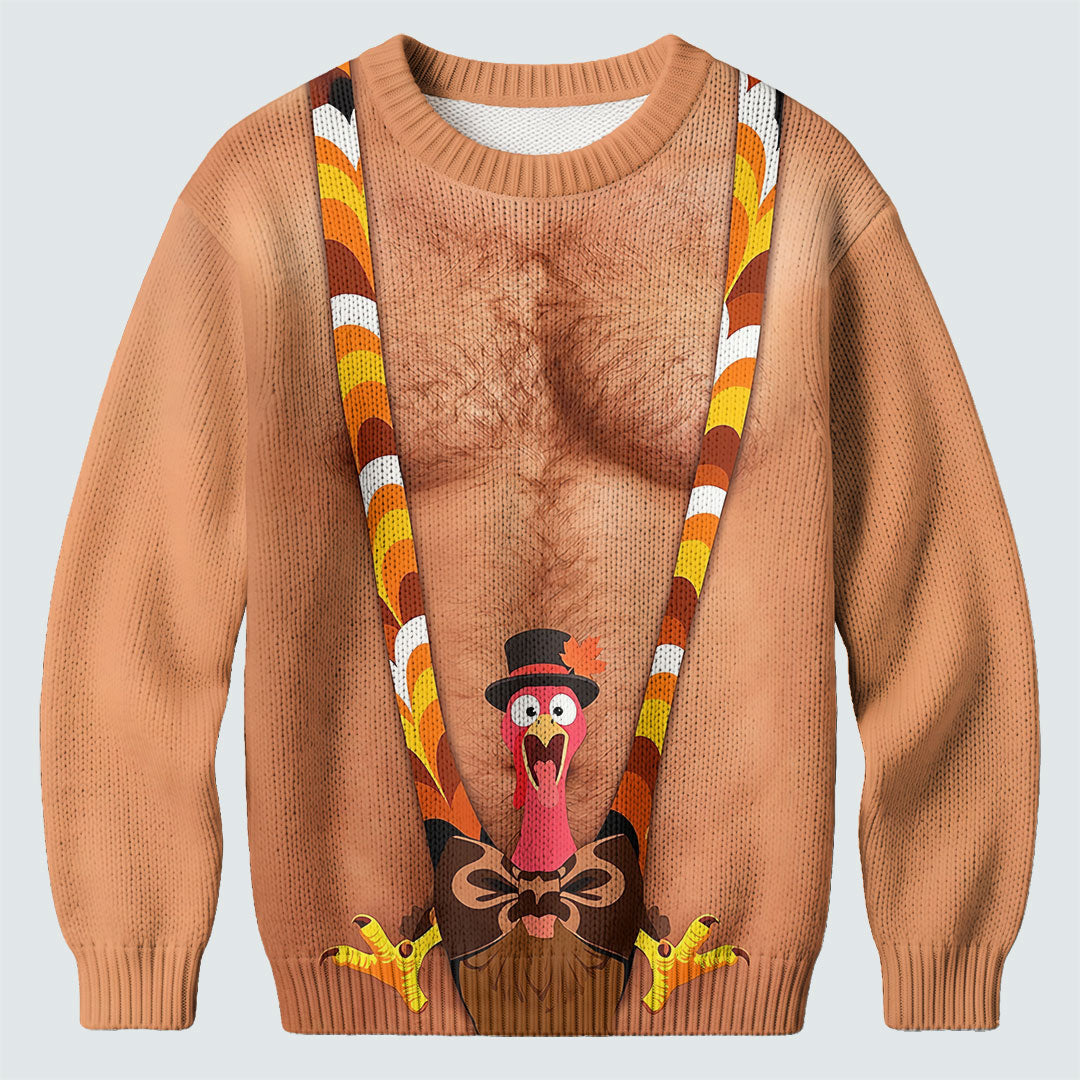 Funny Turkey Suspenders Ugly Christmas Sweater, Thanksgiving Golf Shirt, Golf Lover Gifts